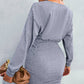 Ruched Dropped Shoulder Textured Knit Dress