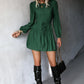 Frill Trim Tie Waist Puff Sleeve Mini Dress