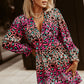 Leopard Flounce Sleeve Plunge Mini Dress