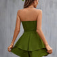 Strapless Belted Layered Romper