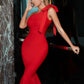 Bow Detail One-Shoulder Fishtail Dress