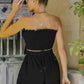 Smocked Frill Trim Tube Top and Shorts Set