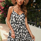 Printed Spaghetti Strap Ruffle Hem Dress