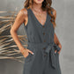 V Neck Bow Tie Romper