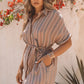 Striped Tie-Waist Shirt Dress with Pockets