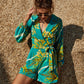 Botanical Print Long Sleeve Romper