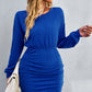 Ruched Dropped Shoulder Textured Knit Dress