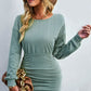 Ruched Dropped Shoulder Textured Knit Dress