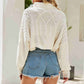 Cable-Knit Turtleneck Cropped Knit Pullover