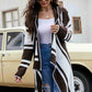 Striped Open Front Hooded Cardigan