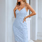 Back Slit Adjustable Strap Sheath Dress