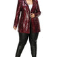 Plus Disco Metallic Sequins Double Breasted Blazer