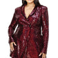 Plus Disco Metallic Sequins Double Breasted Blazer