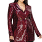 Plus Disco Metallic Sequins Double Breasted Blazer