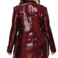 Plus Disco Metallic Sequins Double Breasted Blazer