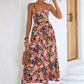 Floral Crisscross Backless Split Dress
