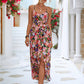 Floral Crisscross Backless Split Dress