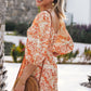 Printed Square Neck Puff Sleeve Romper