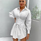 Lace-Up Dropped Shoulder Shirt Dress