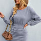 Ruched Dropped Shoulder Textured Knit Dress