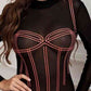 Contrast Stitching Sheer Bodysuit