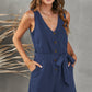 V Neck Bow Tie Romper