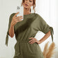 Knotted Cuff Dolman Sleeve Romper