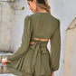 Cutout Tie-Back Plunge Layered Romper