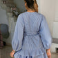 Gingham Button Front Belted Layered Dress