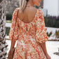 Printed Square Neck Puff Sleeve Romper