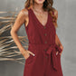 V Neck Bow Tie Romper