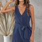 V Neck Bow Tie Romper