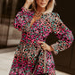 Leopard Flounce Sleeve Plunge Mini Dress