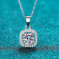 Moissanite Square Pendant Chain Necklace