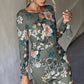 Floral Cutout Tie Cuff Mini Dress