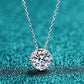 1 Carat Moissanite Round Pendant Necklace