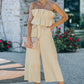 Ruffled Strapless Wide Leg Jumpsuit