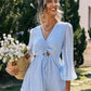 Swiss Dot Cutout Drawstring Detail Ruffle Hem Romper