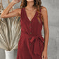 V Neck Bow Tie Romper