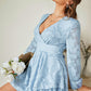 Applique Long Sleeve Surplice Layered Romper