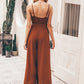 Spaghetti Strap Tie-Waist Split Jumpsuit