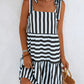 Striped Tie Shoulder Straight Neck Mini Dress