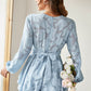 Applique Long Sleeve Surplice Layered Romper