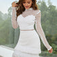 Frill Trim Mock Neck Zip-Back Mini Dress