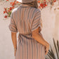 Striped Tie-Waist Shirt Dress with Pockets