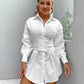Lace-Up Dropped Shoulder Shirt Dress