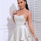 Lace Up Backless Two Layer Hem Romper