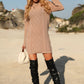 Cable-Knit Round Neck Mini Sweater Dress