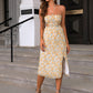 Floral Cutout Side Slit Halter Neck Dress