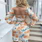 Floral Sweetheart Neck Mini Bodycon Dress